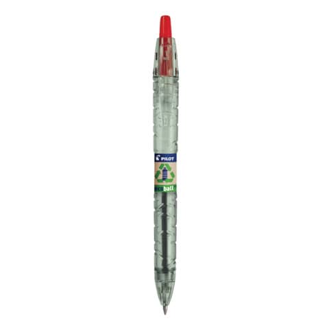 Penna a sfera a scatto Pilot ecoball B2P ricaricabile - punta 1 mm - inchiostro a base d'olio - rosso - 040178